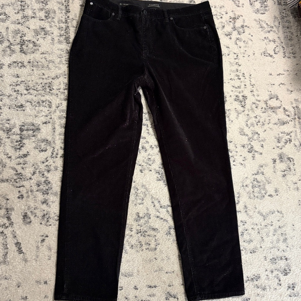 Talbots sparkling Black Corduroy Pants elegant comfortable ideal for Fall SZ 12